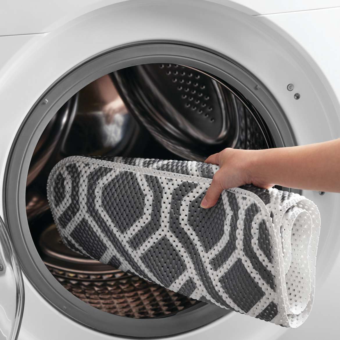 17 in. x 36 in. Cushioned Bathtub Mat, Grey Fretwork